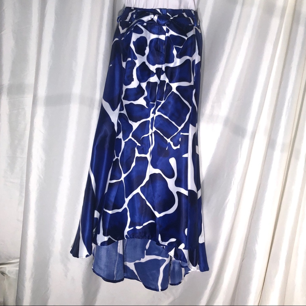 Super sexy satin high-low skirt, tie belt, Venus size 4 Booty snatcher
